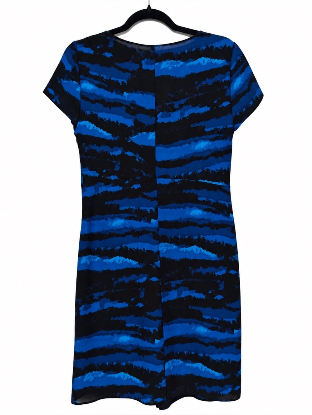 Tory Burch| 100% Silk Blue Black Abstract Print V Neck Cocktail Dress Size 6 - Picture 2 of 8